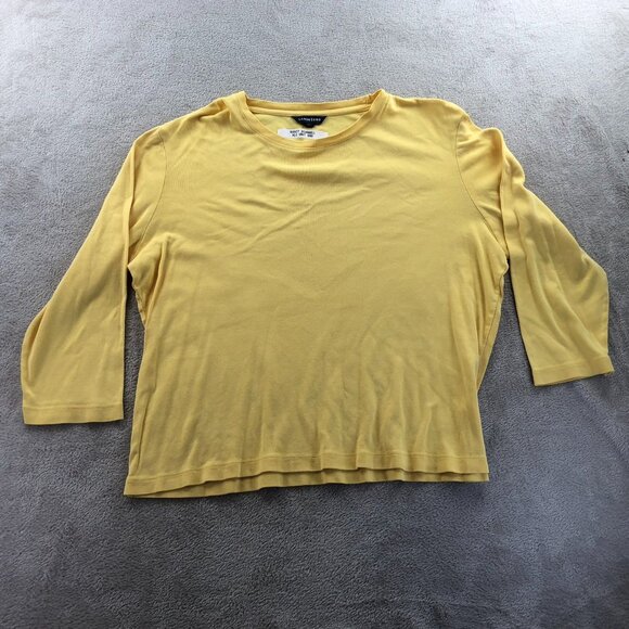 Lands End Womens Sweater Size XL Yellow 3/4 Sleeve Casual Top Pullover Knit - Picture 9 of 10